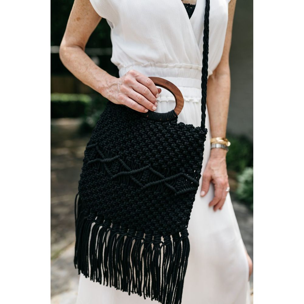 Danielle Nicole Black Macrame Purse